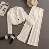 Frauen Zwei Stück Hosen 2021 Herbst Mode Casual Set Frauen Crop Top Kurze Blazer Mantel + Hohe Taille Hose anzüge Streetwear 2