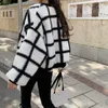 Aelegantmis Faux Lam Bontjassen Vrouwen Dikker Warm Losse Plaid Teddy Jack Casual Oversized Bovenkleding Koreaanse Rits Streetwear 210607