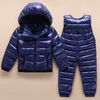 Super Light Hooded Kids Down Jackets Jumpsuits 2020 New Toddler Boys Girls Suits New Autumn Winter Children Clothing H0909