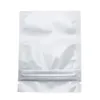 100Pcs Glossy White Zip Lock Aluminum Foil Bag Heat Grip Seal Recyclable Bean Food Candy Cookies Storage Package Pouches