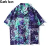 Purpurowy krawat barwiarstwo hawajskie koszule mężczyźni lato ulica moda męska koszulka polo bluzka 210603