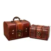 2pcs Set di gioielli in legno PIRATE Jewellery Box Case Holder Vintage Treasure Chest JJF10831