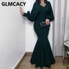 Women Lantern Sleeve Elegant Maxi Mermaid Dress Formal Evening Party Long Robes Vestidos 210702