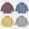 Primavera Autunno Inverno 2-10 anni T-shirt a righe con collo alto a maniche lunghe in cotone per bambini per bambini Baby Boy 210701