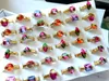 30 stks/partij Prinses ovale hart geslepen ring Vrouwen Goud Roestvrij Staal Clear Crystal Charm Ringen Meisjes Accessoires Groothandel Bruiloft Verloving Sieraden Party Gift