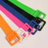 Fashion Candy Color Shinny PU Belts For Women Yellow Solid Color Slim Pin Buckle Multi Color Female Belts All-Match Waistband G1026