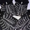 Custom Rhinestone Transfers Printing Zip Up Hoodie Skeleton
