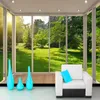 Personalizado Papel de Parede 3d Stereoscopic Espaço Europeu Balcão Floresta Lawn Lavatório Sala de Living fundo à prova d'água