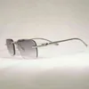 Vintage Diamond Cut Rimls Solglasögon Leopard Gafas Retro Shad Män För Kör Klar Kvinnor Ramglas