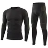 Intimo termico da uomo Uomo Foderato in pile Set Moto Sci Strato base Inverno caldo Mutande lunghe Camicie Top Fondo Suit221R