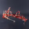 Hårklipp Barrettes Barock handgjorda Elegant Crystal Crown Tiara Red Princess Rhinestone Ornaments Hairband Prom Bride Wedding Accessorie