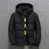 メンズホワイトアヒルダウンジャケット冬の暖かいフード付き厚いフッファジャケットコート高品質ファッションオーバーコートパッカージャケット男性211206