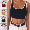 Tanks pour femmes Camis Femmes Femmes Été Sans manches Basic Crop Top Type Couple Counter Couleur Slim Vest Scoop Scoop Neckless