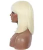 Короткий парик боб с челкой прямой блондин синтетические парики бразильский стиль парики для чернокожих женщин выглядят естественно