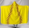 Kinderen honkbal deken met kap voetbal strandhanddoek sherpa bekleed sportthema softbal bad swaddling deken 150x130 cm fy3673