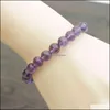 Bracelets porte-bonheur Bijoux Aessories 8Mm Simple Amethyst Bracelet Single Circle Drop Delivery 2021 R1Jqo