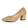 Jurk schoenen grote maat vrouwen bruiloft bruids bling pumps zilveren hoge hakken lovertjes puntige teen boot dames rood