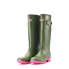 Stivali da pioggia Stivali da pioggia da donna Impermeabili Al ginocchio Wellies Wellington Galoshes Stivale a metà polpaccio Green Paris