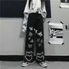 Calças de verão Calças Mulheres Gótico Streetwear Perna Oversize Hip-hop Harajuku Femme Pantalon Vintage Estética Escuro 210925