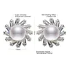 Stud Luxury Cubic Zirkon 925 Sterling Silver Natural Freshwater Pearl Earrings dames bruiloft sieraden geschenken groothandel feige