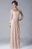 2021 New Collection Mother of the Bride Dresses Hollow Back Formal Gown Evening Dresses With Sheath Lace Appliuqes Long Sleeve Ankle-Length