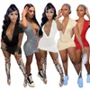 2022 Yaz Rahat Elbiseler Kadınlar Için Tek Parça Set Seksi Derin V Yaka Bodycon Mini Tasarımcı Giysi Moda Yüksek Kaliteli Zarif Lüks Kulübü K8717 Giymek