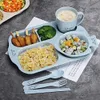 6Pcs Set Children Baby Tableware Cartoon Plates Kid Dishes Dinnerware Anti Training Food Bowl Spoon Fork 2108114555900