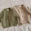 Outono infantil e inverno camisola coreana cardigan menino e menina Bebê grosso cor sólida cor literária casaco cardigan y1024