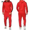 Men's Tracksuit Winter Male Fashion Fleece Suit Sports Jogger Tracksuits Men's Sets Hoodies Sportswear Suit Undefined Red Black G1209