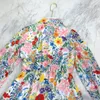 2021ミラノ滑走路ドレス花柄プリントストラップロングマキシドレスデザイナーロングスリーブボヘミアンロングドレス202115