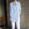 Strip Full Shirts Loose Slim Casual All Match Bottom Women Blouses 210615