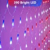 American Flag String Lights 390 420 LEDs Waterproof Led Flags Net Light AC110V United States Yard Garden Decoration Festival Holiday Party Christmas Decorations