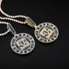 Collana con pendente rotondo di grandi dimensioni ghiacciata Hip Hop, regalo di gioielli da uomo Bling placcato oro argento