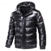 Herbst Männer Mantel Windjacke Mode Männliche Baumwolle Warme Parka Shiny Down Hood Casual Oberbekleidung Thermal Schwarz Bomber Jacken Männer 211129