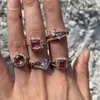 Luxus Square Rosa Kubikzirkonia Versprechen Liebe Ringe Für Frauen Engagement Hochzeit Schmuck Drop Ship Ring
