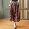 Summer Retro Ethnic Style fashion Women's Skirts Cotton Linen Clothes Printed Patchwork 210531
