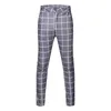 Fashion Men Plaid Business Pants Slim Fit Plaid Print Zipper Long Pants Korean Hip Hop Trousers Plus Size Streetwear #4