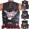 Men Vest Sheep Real Leather Embroidery Patch Motorcycle Man Clothes Fashion Punk Sleeveless Jacket Clothing Plus Size Waistcoat 210923