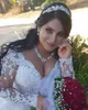 2021 Gorgeous Arabic Aso Ebi Plus Size Luxurious Lace Crystal Beaded Ball Gown Wedding Dresses Long Sleeves Bridal Dress Vintage Weddings Gowns Corset Back