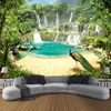 Aangepaste 3D Wallpaper Murals Waterfall Peacock Lake Landscape Effect Woonkamer Bandt TV Achtergrond Muur Waterdicht