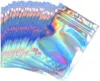 Flat Laser Color Resealable Bags Holographic Zip Lock Bag Foil Pouch Christmas Gift Package Food packaging