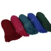 Sciarpa della sciarpa di Hijab del cotone della grinza perline della fascia Scarpe della grinza scialle dello scialle islamiche di ortoni di ordito musulmana Sciarpe di Pashmina 200 * 90 cm