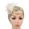 1920s Flapper Headband Feather Headpiece Roaring 20s Great Gatsby Inspired Leaf Medallion Pearl Women Hair Accessories 220224249d