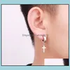 Boucles d'oreilles bijoux 4 couleurs allergies croix au ras du rassasme ￠ la mode titane punk ￩talons en acier inoxydable 30pcs cj2y