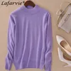 Lafarvie mode cashmere blandning stickade tröjor och pullover plus storlek turtleneck pull femme poils doux höst vinter toppar 210914