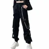 Mujeres Cintura Elástica Suelta Streetwear Cargo Pantalones Mujer Moda Tobillo-longitud Jogging Deporte Pantalones Ladies Plus Szie Casual Pant 211006