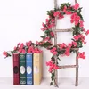 Decoratieve bloemen kransen 69 hoofd kunstmatige rose wijnstok opknoping zijde voor muur decor rotan nep planten verlaat garland bruiloft home decorat