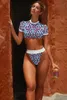 Moda Stroje Kąpielowe Tankini Femme Leopard Swimsuit Kobiety Boho Dwa kawałek wysokiej talii bikini trikini mujer pływacki garnitur 210629