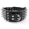 Style 3 inch Wide 11 Colors Spiked PU Leather Large Dog Collars For Pit bull Y200515