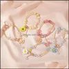 Charm Bracelets Jewelry Girls Daisy Glass Beaded Korean Alloy Colorf Crystal Flower Hand Chain Women Party Gift Sunflower Bracelet Aessories